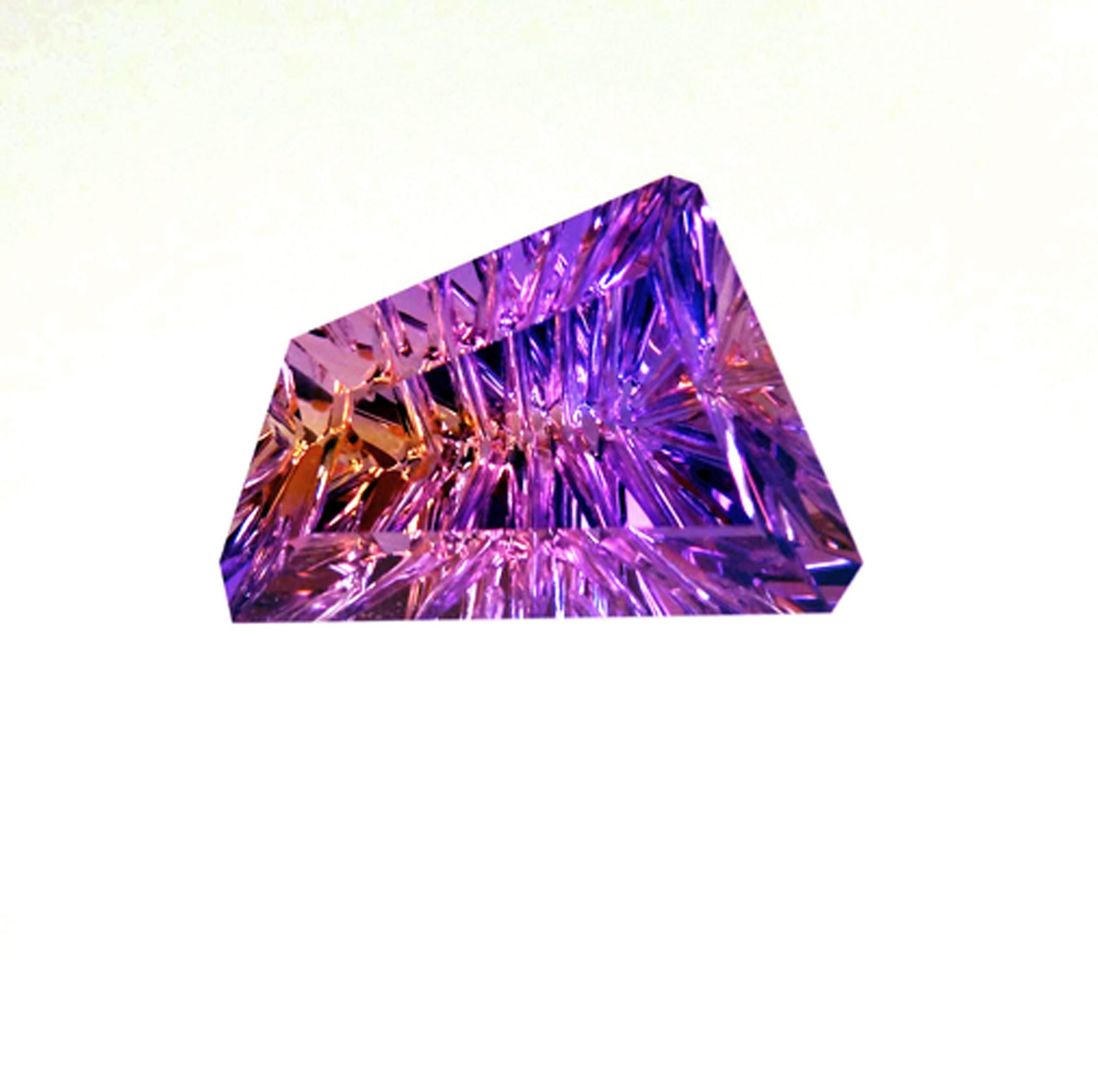 Mixed Cut 31.00ct Hand Grooved/Faceted Freeform Amethyst - Natural Color/Pattern! For Sale