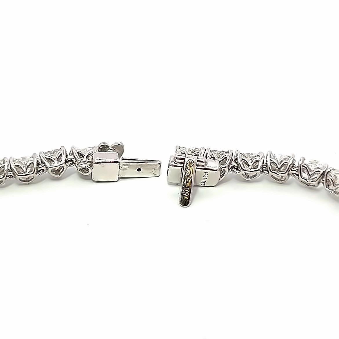 31.02CT Heart Shaped Diamond Tennis Necklace set in 18K White Gold In New Condition In New York, NY
