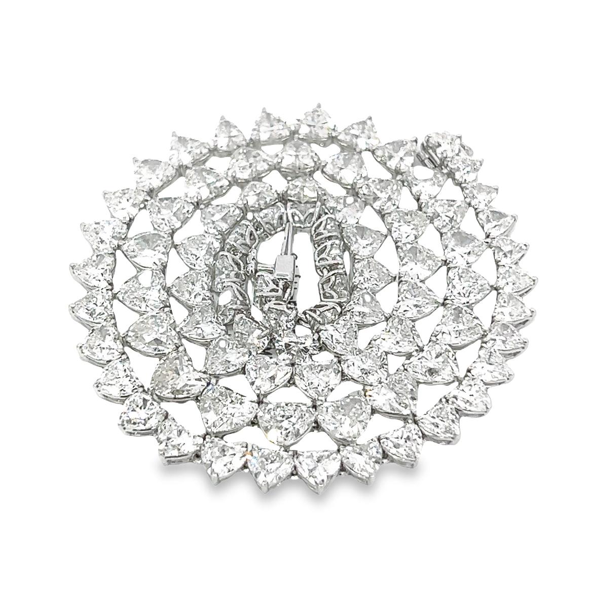 31.02CT Heart Shaped Diamond Tennis Necklace set in 18K White Gold 1