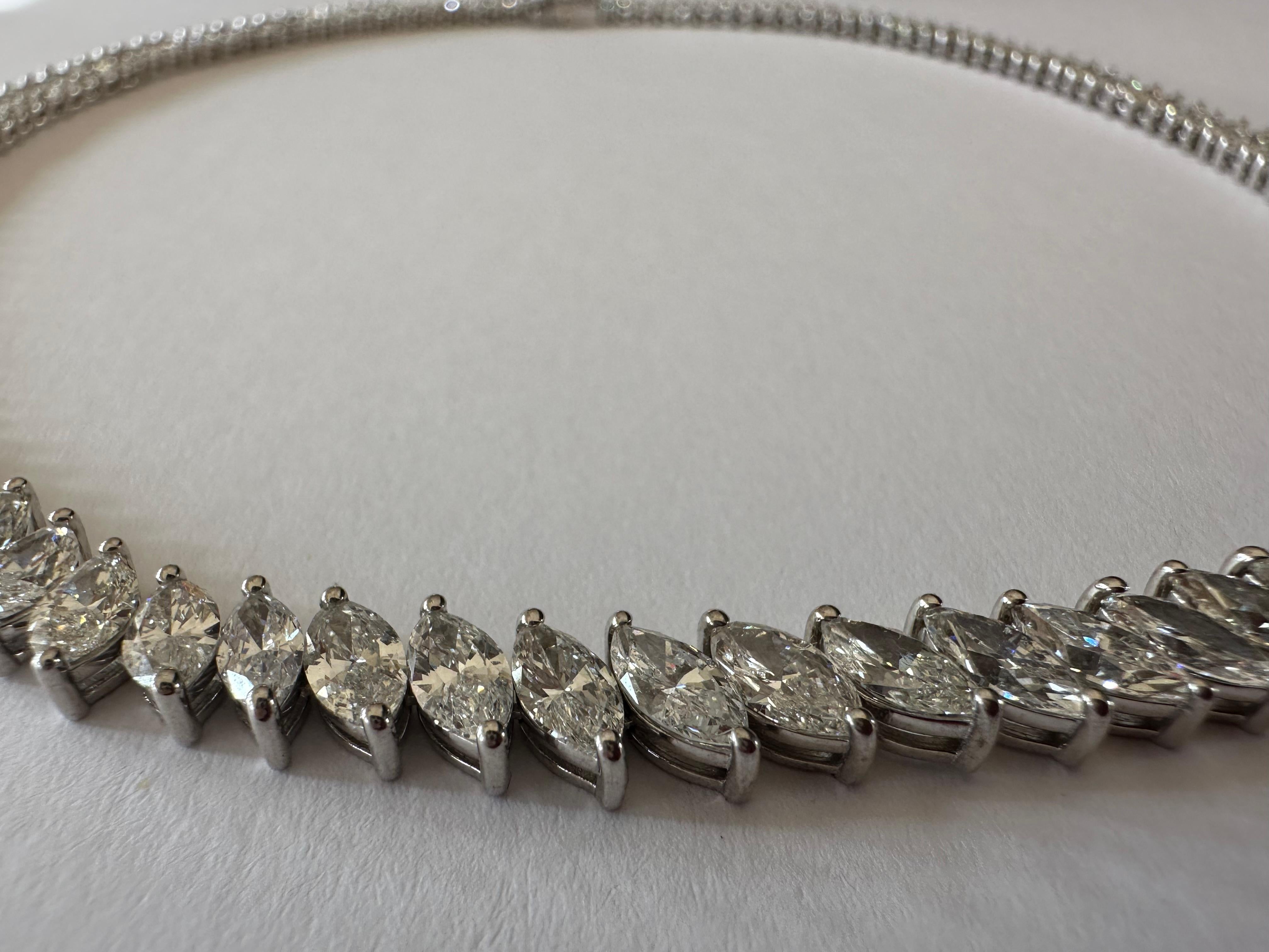 31.05-Carat Marquise-Cut Graduated Diamond Necklace  In New Condition For Sale In Denver, CO