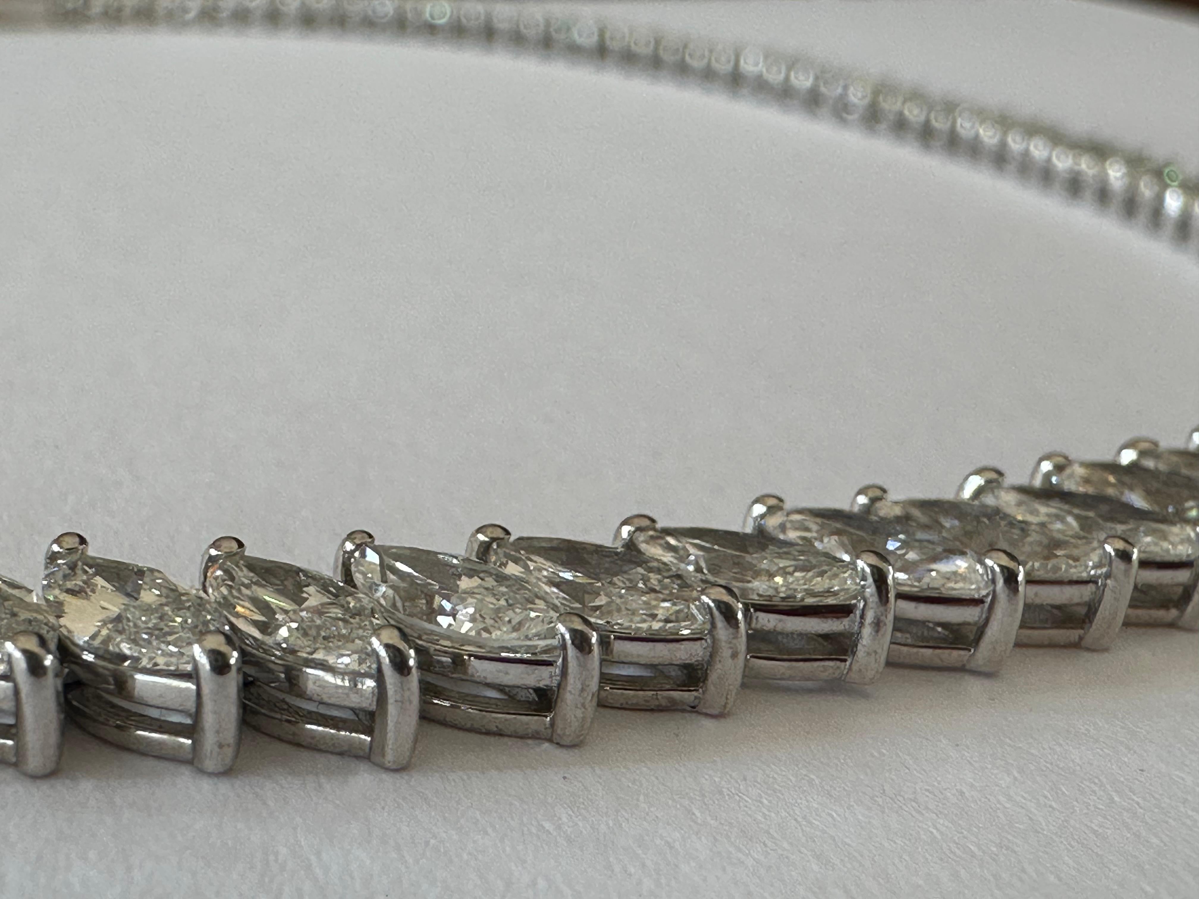 Women's 31.05-Carat Marquise-Cut Graduated Diamond Necklace  For Sale