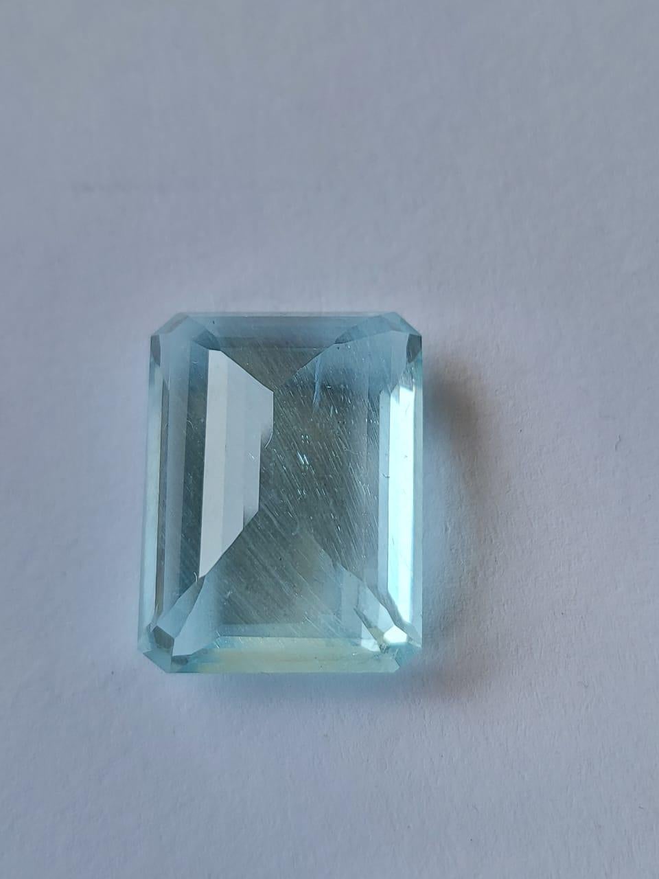 Natural Blue Aquamarine Gemstone.
31.06 Carat with a elegant blue color and excellent clarity. Also has an excellent fancy Octagon cut with ideal polish to show great shine and color . It will look authentic in jewellery. The dimensions of the