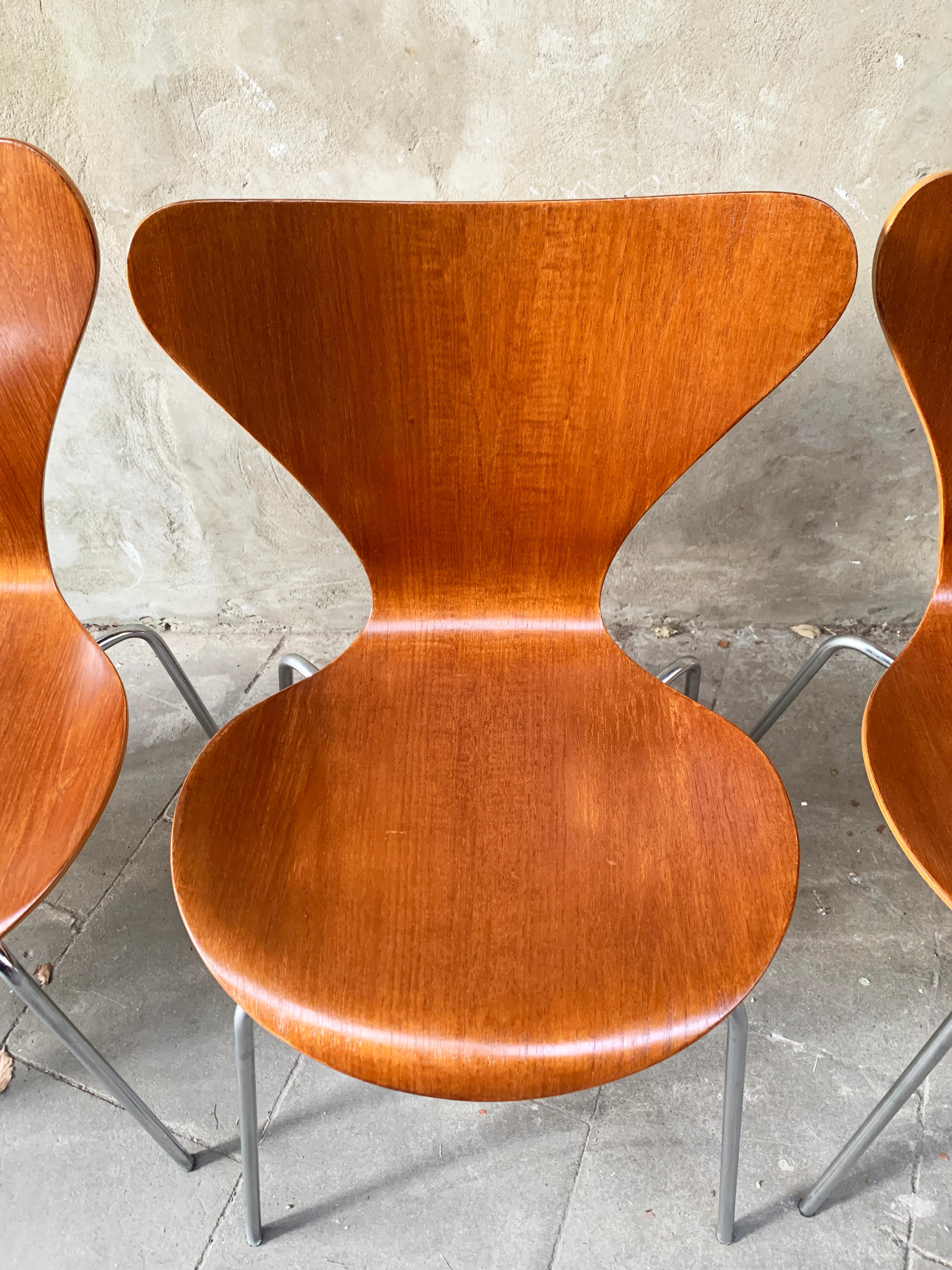 3107 Butterfly Chairs in Teak by Arne Jacobsen for Fritz Hansen, 1960s 1