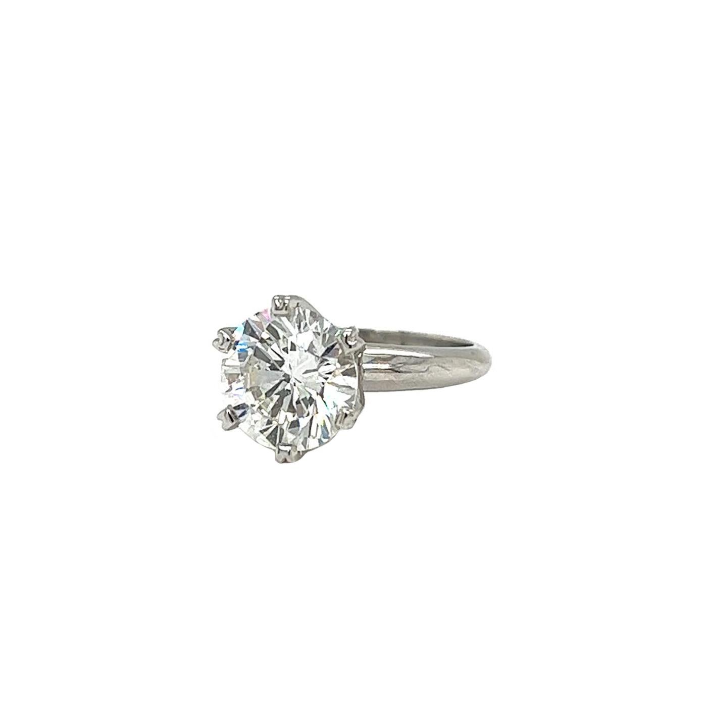 3.10ct Natural Round Diamond Solitaire Ring 6 Prong 14K White Gold Si2 Clarity In Good Condition For Sale In Aventura, FL