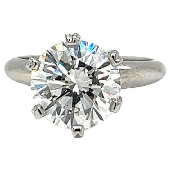 3.10ct Natural Round Diamond Solitaire Ring 6 Prong 14K White Gold Si2 Clarity For Sale