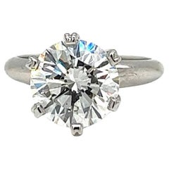3.10ct Natural Round Diamond Solitaire Ring 6 Prong 14K White Gold Si2 Clarity (Bague solitaire en diamant rond naturel)