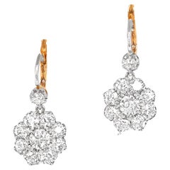 Old Euro-Cut Diamond Earrings (Approx 3.1-Carats), Yellow Gold, Platinum