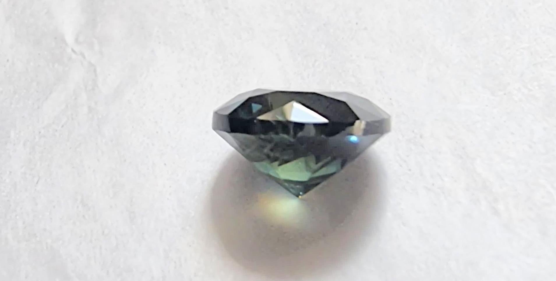 3,11ct Piedra natural redonda azul turquesa verdoso azul zafiro Artesano en venta