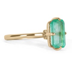 3.10cts 14K Colombian Emerald-Emerald Cut Solitaire Gold Ring