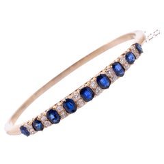 3.10cttw Blue Sapphire 1.95cttw Diamond Old Mine Cut 15ct English C/1890