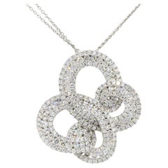 3.10ctw Diamond Pave Swirl Butterly Pendant Necklace 18 Karat in Stock