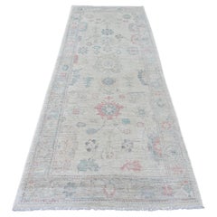 3
10 "x10
 Weißer handgeknüpfter afghanischer Angora Oushak Blatt Design Wollteppich