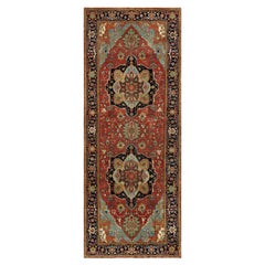 3'10 "x10'2" rosso anticato in lana annodata a mano Heris Re-Creation Wide Runner Rugs