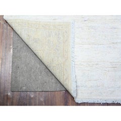 3'10"x11'2" White Diamond Hand Knotted White Wash Peshawar Wool Runner Rug