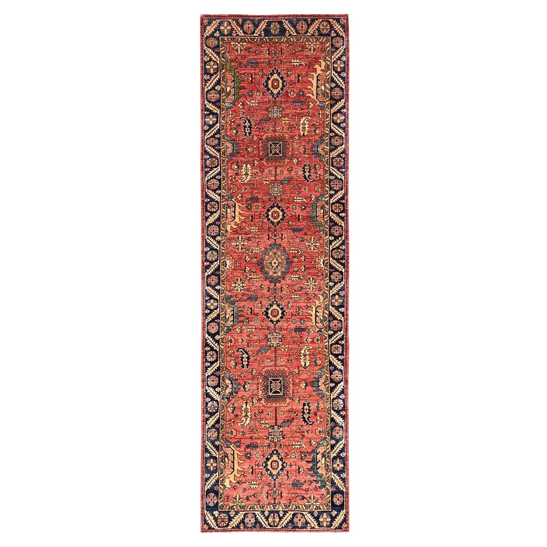3
10"x13
7" Red Heriz All Over Design Aryana Grade Hand Knotted Wool Runner Rug
