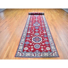3'10"x17'3" Extra Long Wide Kazak Runner Hand Knotted Natural Wool Oriental Rug