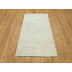 3'10"x5'10" Ivory Thick and Plush Pure Wool Lori Buft Gabbeh Hand Knotted Rug