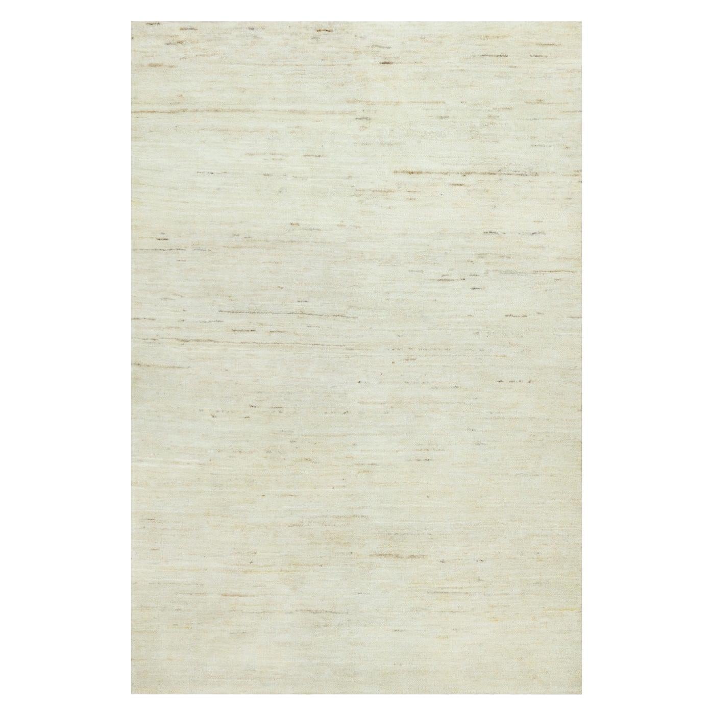 3'10 "x5'10" Ivoire Epais et Pelucheux Pure Laine Lori Buft Gabbeh Tapis Noué à la Main