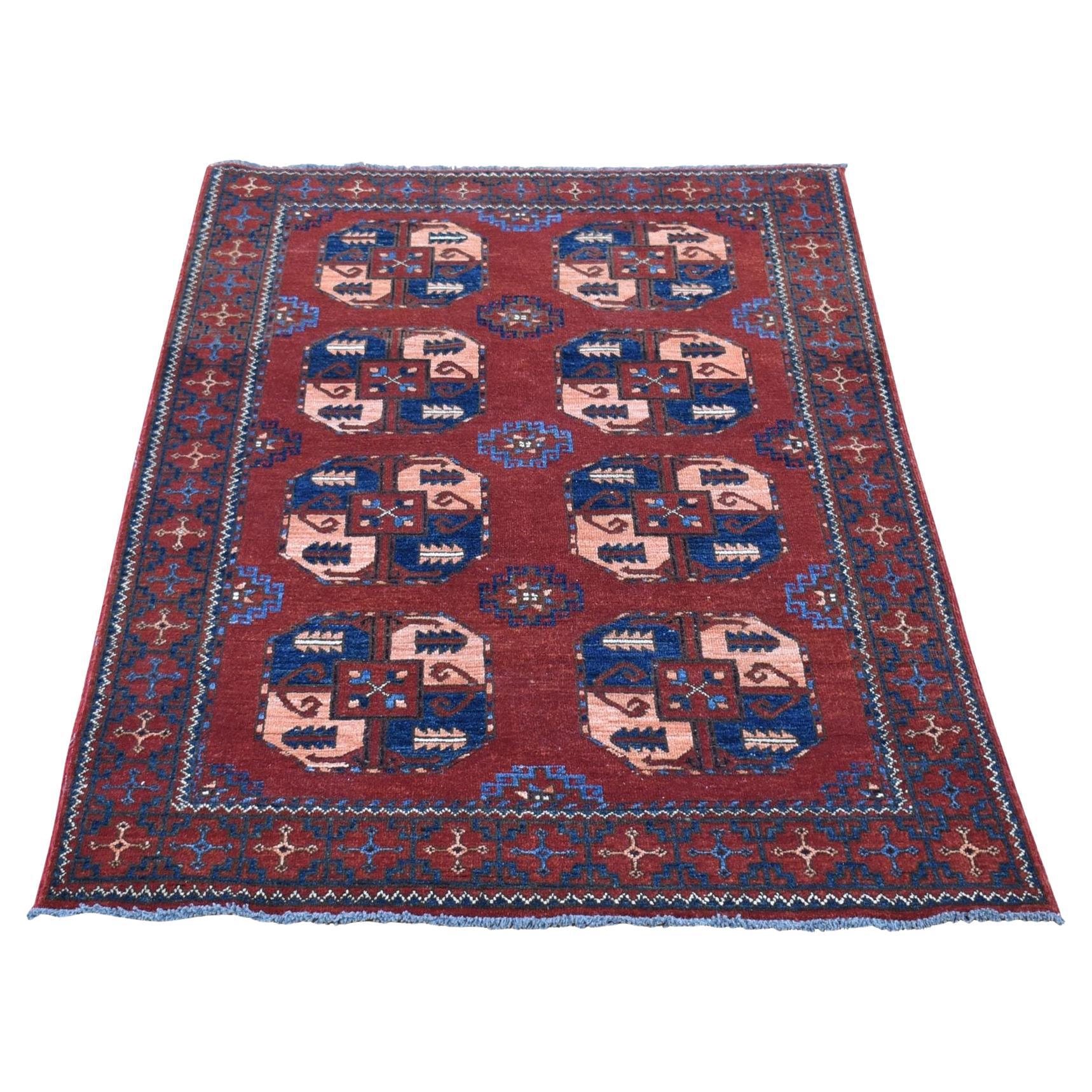 3
10"x5
10" Rust Red, Afghan Ersari, Hand Knotted Pure Wool Oriental Rug