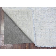 3'10"x5'7" Ivory White Wash Peshawar Khotan Design Wool Hand Knotted Rug