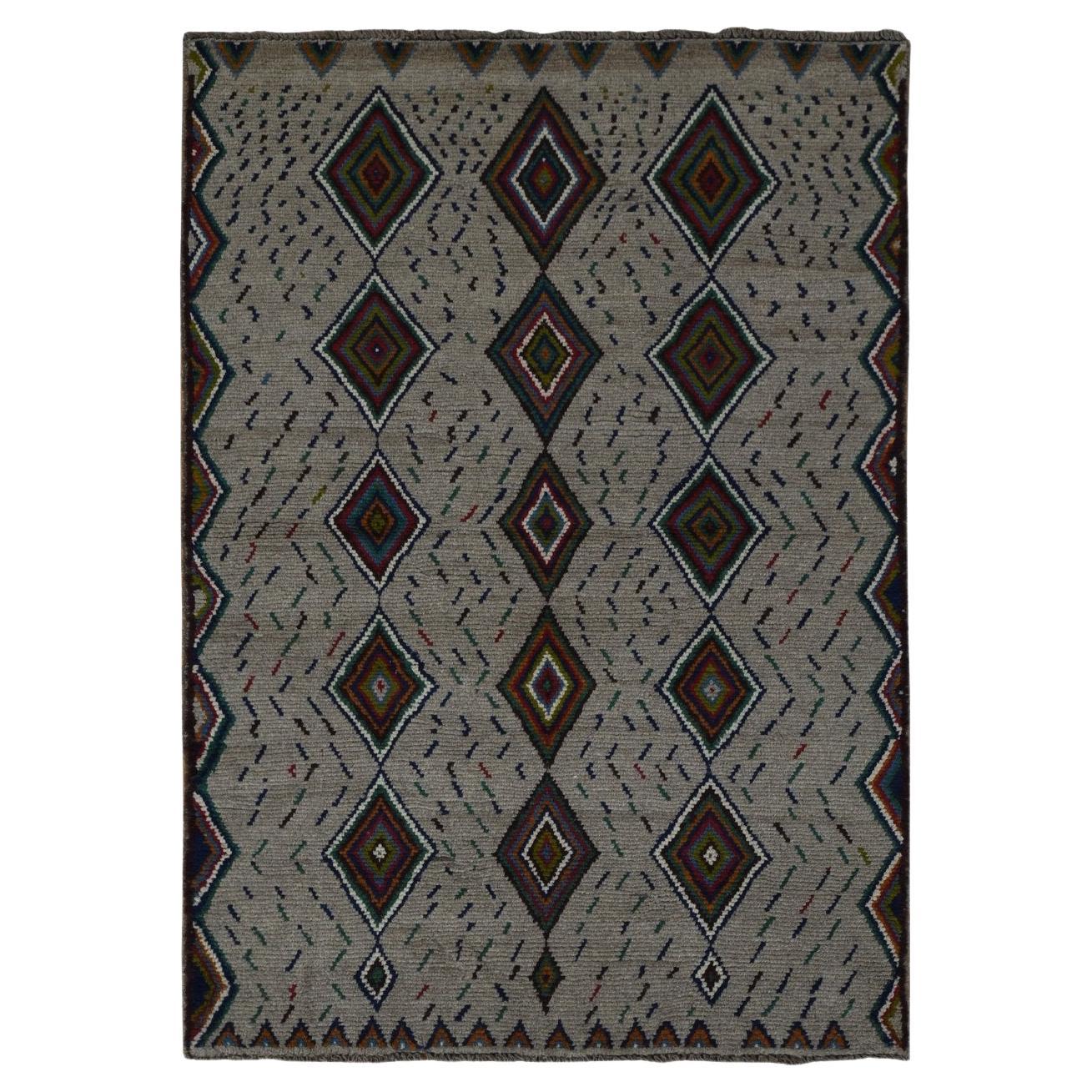 3'10 "x5'8" Metal Brown Afghan Baluch Tapis noué à la main en pure laine Orintal en vente