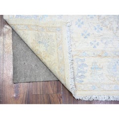 3'10"x5'9" Broken White Peshawar Washed Out Faded Colors Hand Knotted Rug
