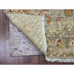 3'10"x5'9" Stone Gray Hand Knotted Peshawar with Bijar Garus Design Wool Rug
