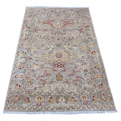 3'10 "x5'9" Stone Gray annodato a mano Peshawar con design in lana Bijar Garus