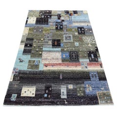 3'10"x6' Colorful Afghan Kashkuli Gabbeh Pictorial Design Hand Knotted Wool Rug