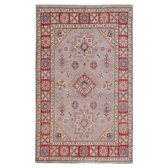 3
10"x6
 Gray Special kazak Geometric Design Pure wool HandKnotted Oriental Rug