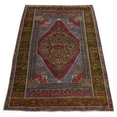 3'10"x6' Zinngrauer Vintage Türkischer Keysari Handgeknüpfter Vintage-Teppich aus reiner 100% Wolle
