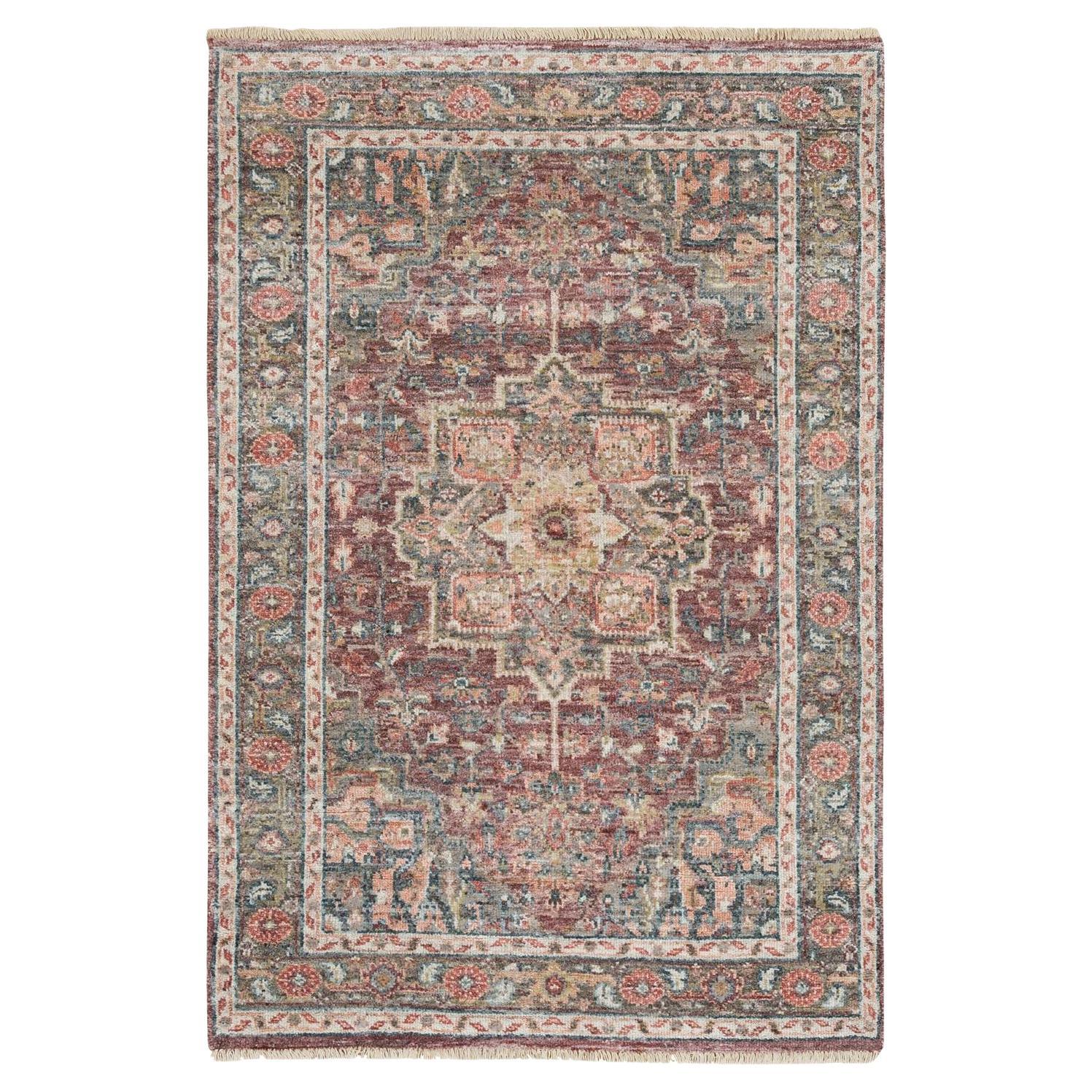 3'10"x6' Wine Red Extra Soft Wool Heriz Revival Hand Knotted Oriental Rug