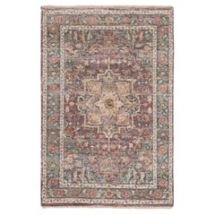 3'10"x6' Wine Red Extra Soft Wool Heriz Revival Hand Knotted Oriental Rug