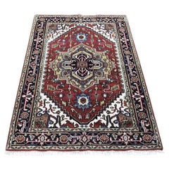 3
10 "x6
1" Alfombra Oriental de Lana Pura Anudada a Mano Heriz Revival Rojo Rico
