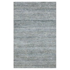3'10"x6'1" Spanish Gray Modern Plain Design Hand Knotted Pure Silk Oriental Rug