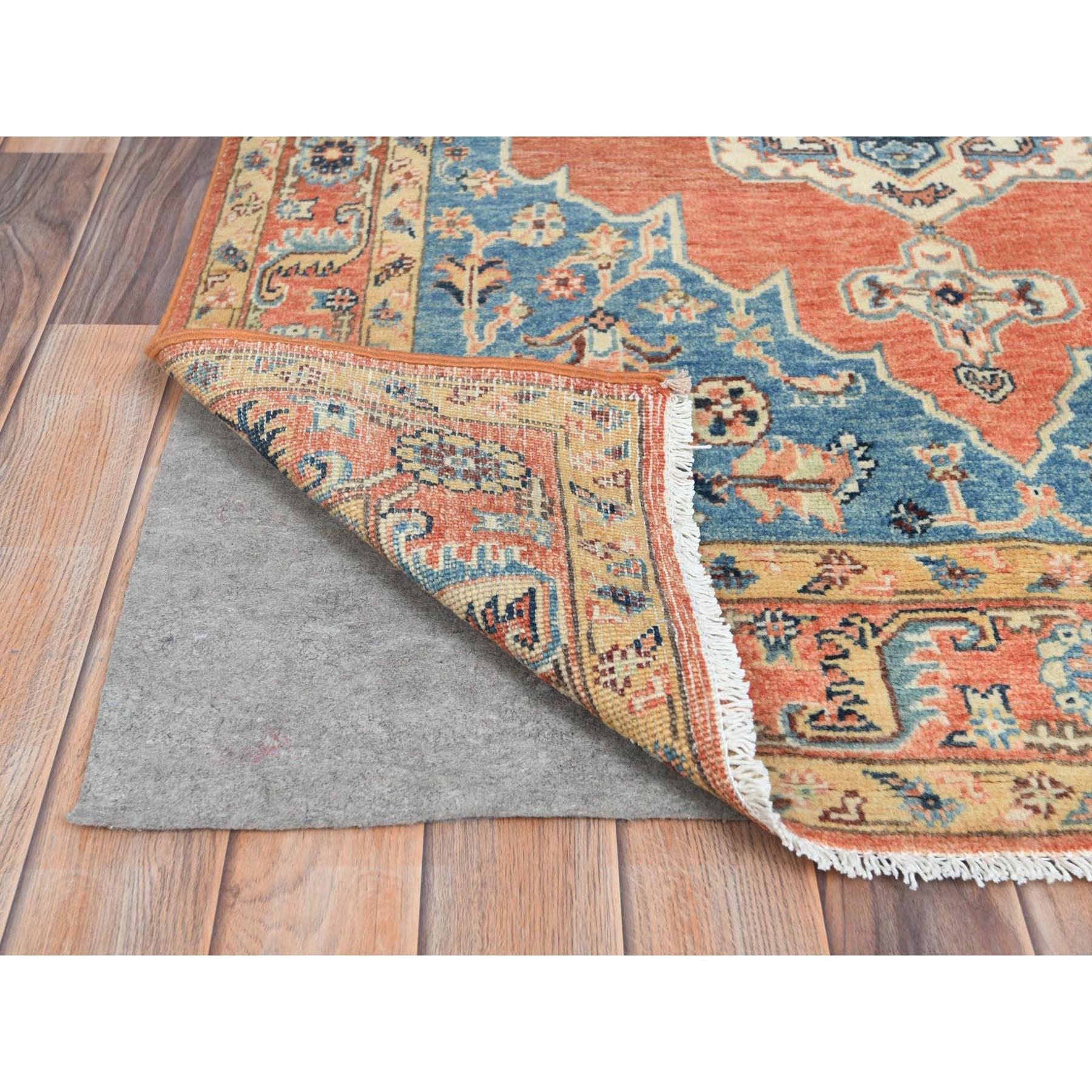 Medievale Tappeto arancione in pura lana annodato a mano, afghano di Peshawar, design Bakshaish in vendita