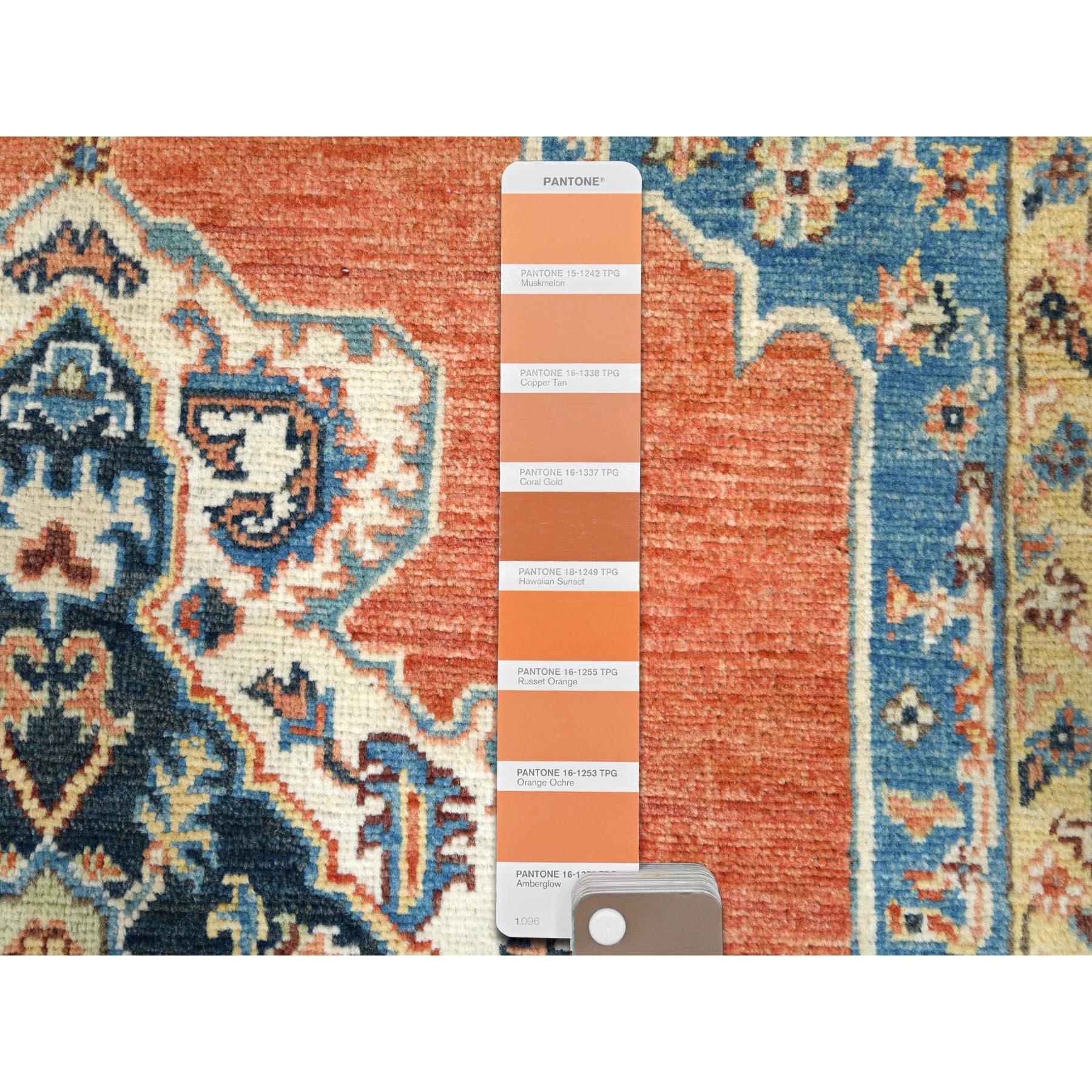 Afghano Tappeto arancione in pura lana annodato a mano, afghano di Peshawar, design Bakshaish in vendita