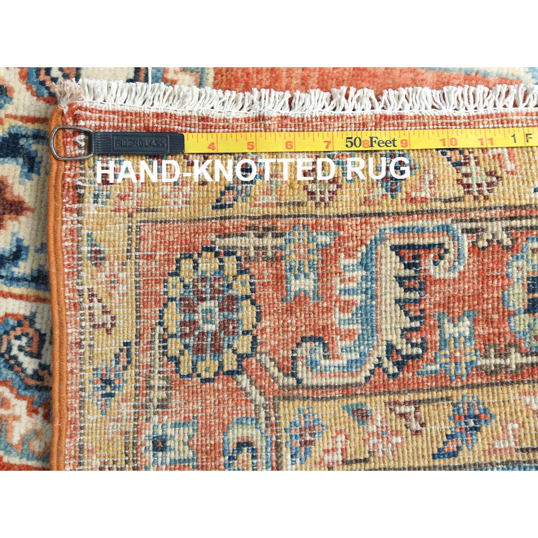 XXI secolo e contemporaneo Tappeto arancione in pura lana annodato a mano, afghano di Peshawar, design Bakshaish in vendita