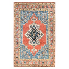 3'10"x6'2" Orange Pure Wool noué à la main, Afghan Peshawar, Bakshaish Design Rug