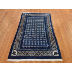 3'10"x6'2" Stone Blue Vintage Chinese Hand Knotted Oriental Rug100% Wool Rug