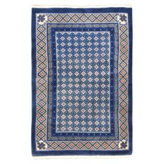 3'10"x6'2" Stone Blue Vintage Chinese Hand Knotted Oriental Rug100% Wool Rug