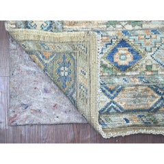 3'10"x6'5" Light Brown Anatolian Village Inspired Design Hand Knotted Wool Rug