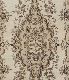 4x7.4 Ft Vintage Hand-knotted Turkish Wool Area Rug, Floral Medallion Design