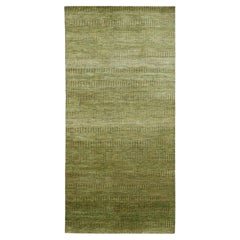 3'10 "x8' Honey Brown Tappeto Runner in Lana e Seta Annodato a Mano con Design Moderno Erboso