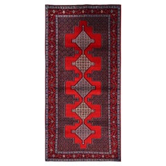 3'10"x8'5" Red Full Pile New Persian Senneh Bijar Hand Knotted Wool Runner Rug