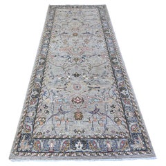 3'10"x9'10" French Gray with Pigeon Gray Border Vegetable Dyes Bidjar Garus Rug