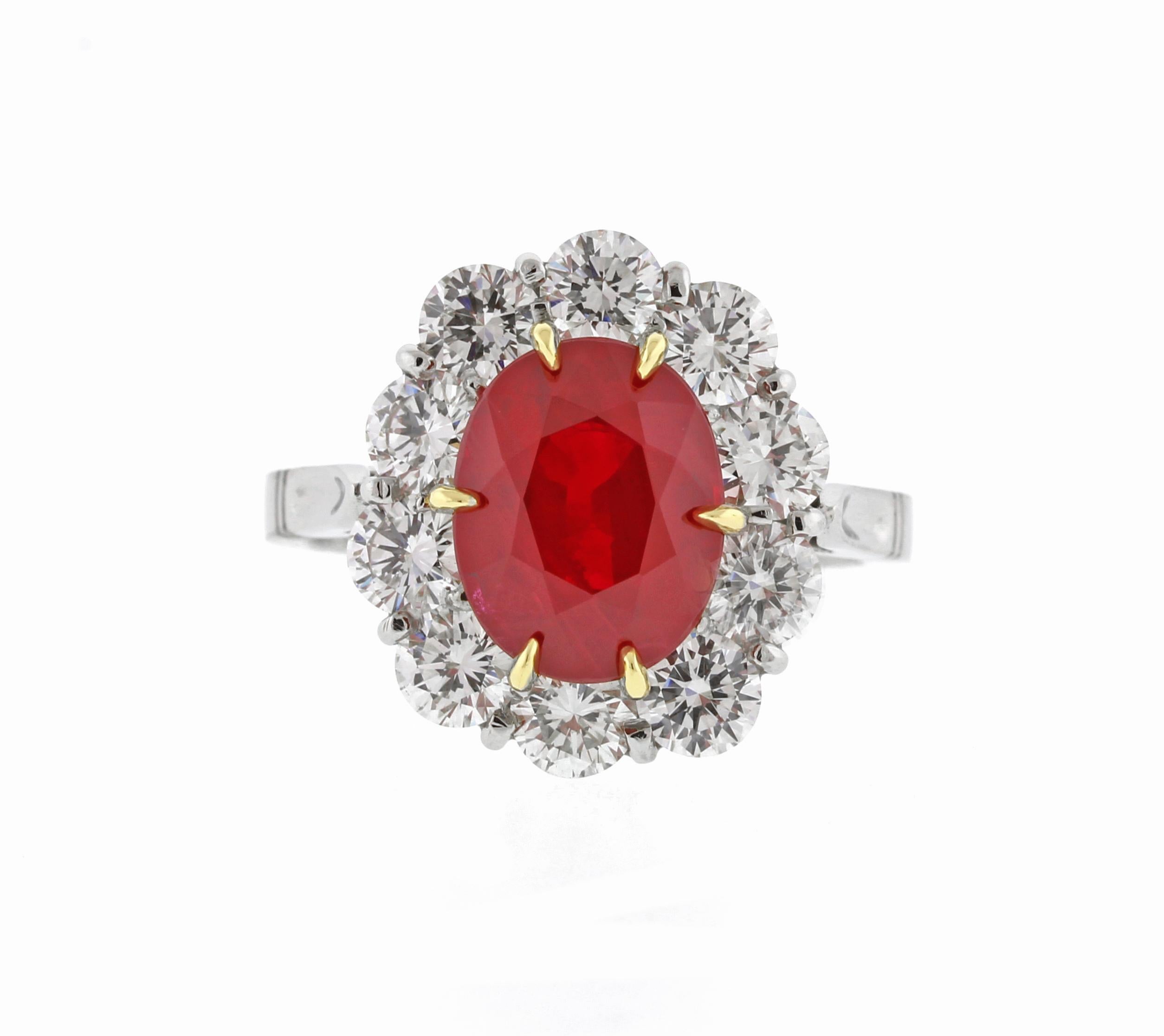 3,11 Karat A.G.L Burma Rubin und Diamant Ring im Zustand „Neu“ im Angebot in Bethesda, MD