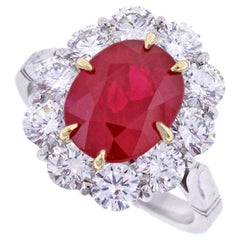 3.11 Carat A.G.L Burma Ruby and Diamond Ring