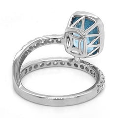 Anillo de oro blanco con aguamarina y diamante blanco de 3,11 quilates
