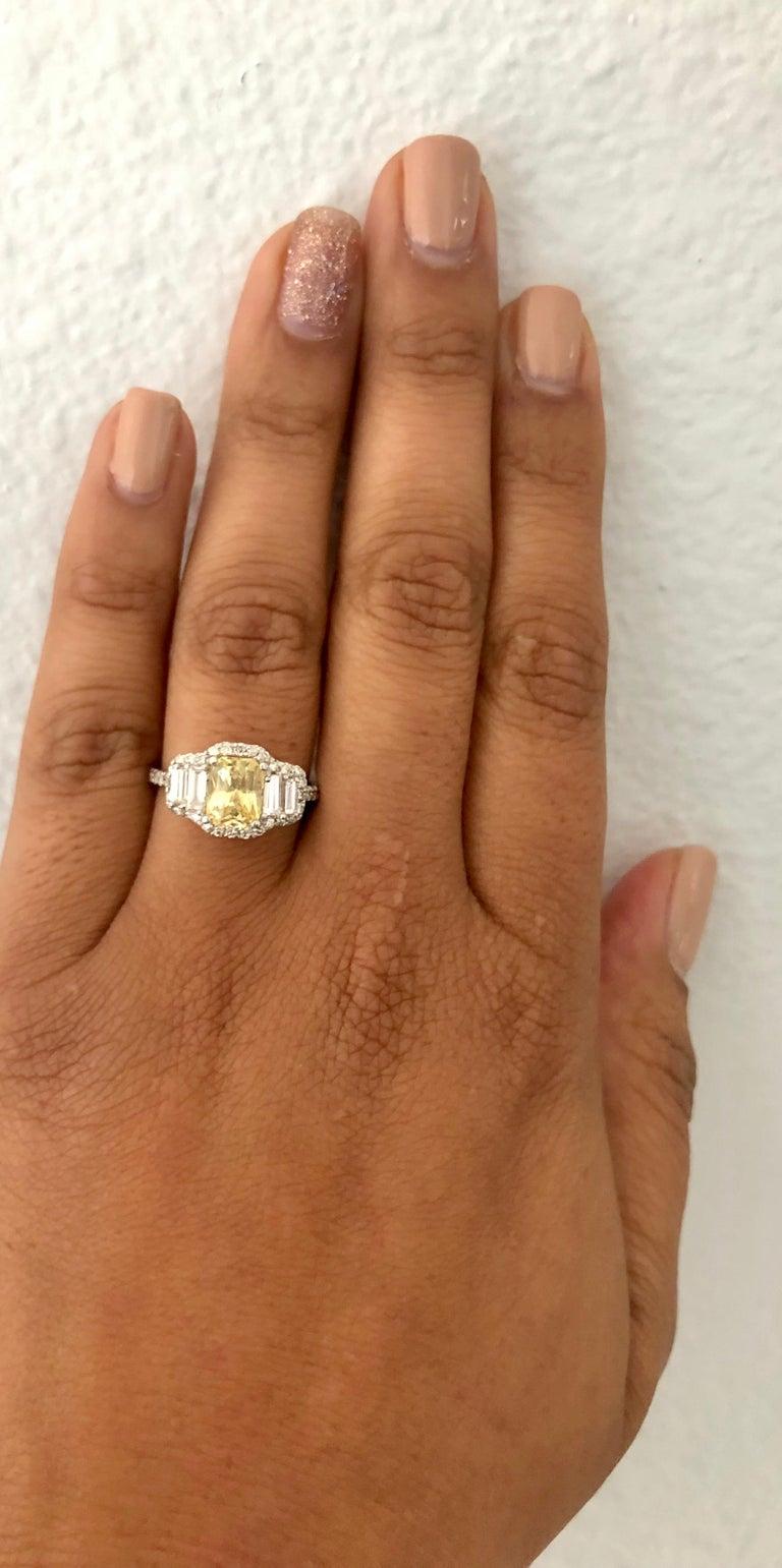 3.11 Carat GIA Certified Yellow Sapphire and Diamond 18 Karat White Gold Ring In New Condition In Los Angeles, CA